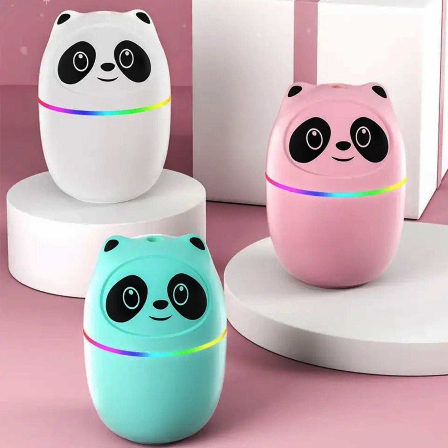 Mini Air Humidifier Cute Panda Aroma Oil Diffuser With Night Light USB Chargeable Cool Mist Sprayer Plants Purifier