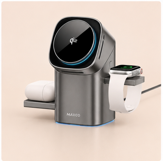 Qi2 Auto-rotate Touch Magnetic 3 in 1