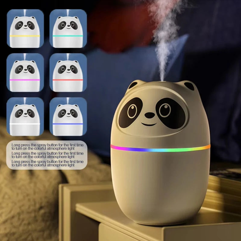 Mini Air Humidifier Cute Panda Aroma Oil Diffuser With Night Light USB Chargeable Cool Mist Sprayer Plants Purifier Humificador (Copy)