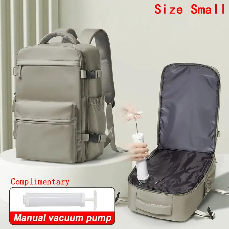 Travel Backpack with Vacuum Compression 15.6in Laptop Business Backpack Clothing Storage Bag Expandable Travel Luggage Backpack