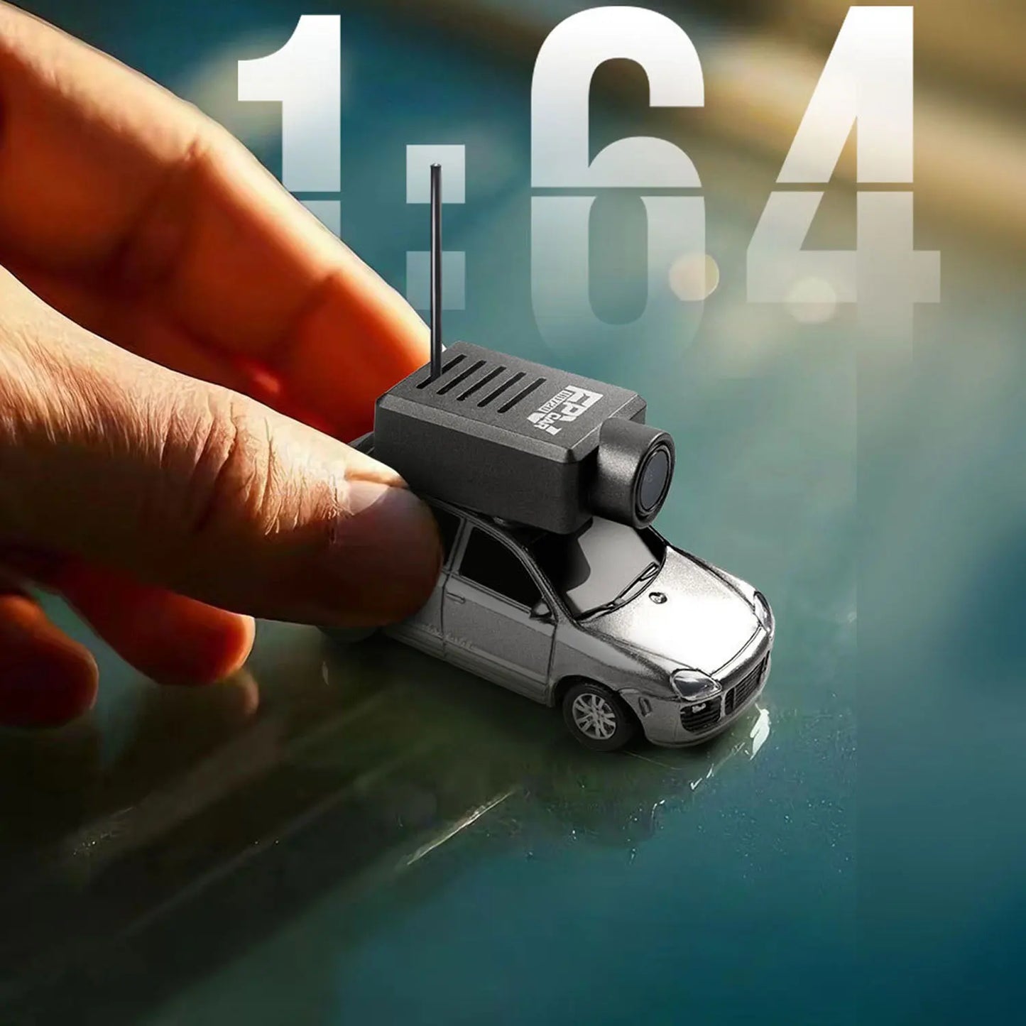 1:64 FPV RC Car with 720P HD Camera, 2.4G WiFi APP Control, Full Proportional Steering & Throttle, Gyro Stabilizer, Silver Gray