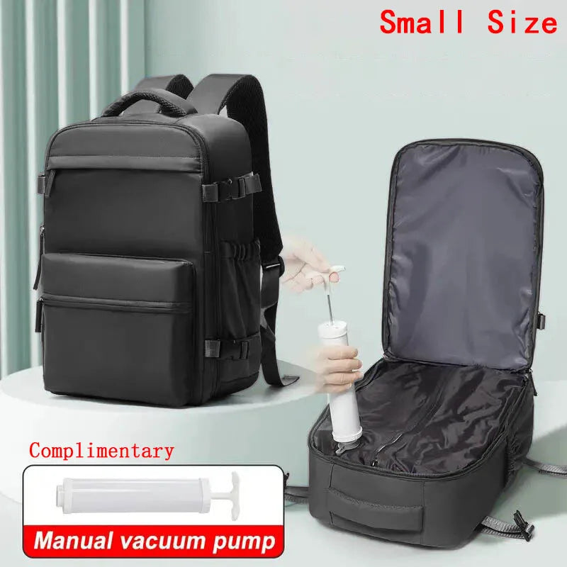 Travel Backpack with Vacuum Compression 15.6in Laptop Business Backpack Clothing Storage Bag Expandable Travel Luggage Backpack