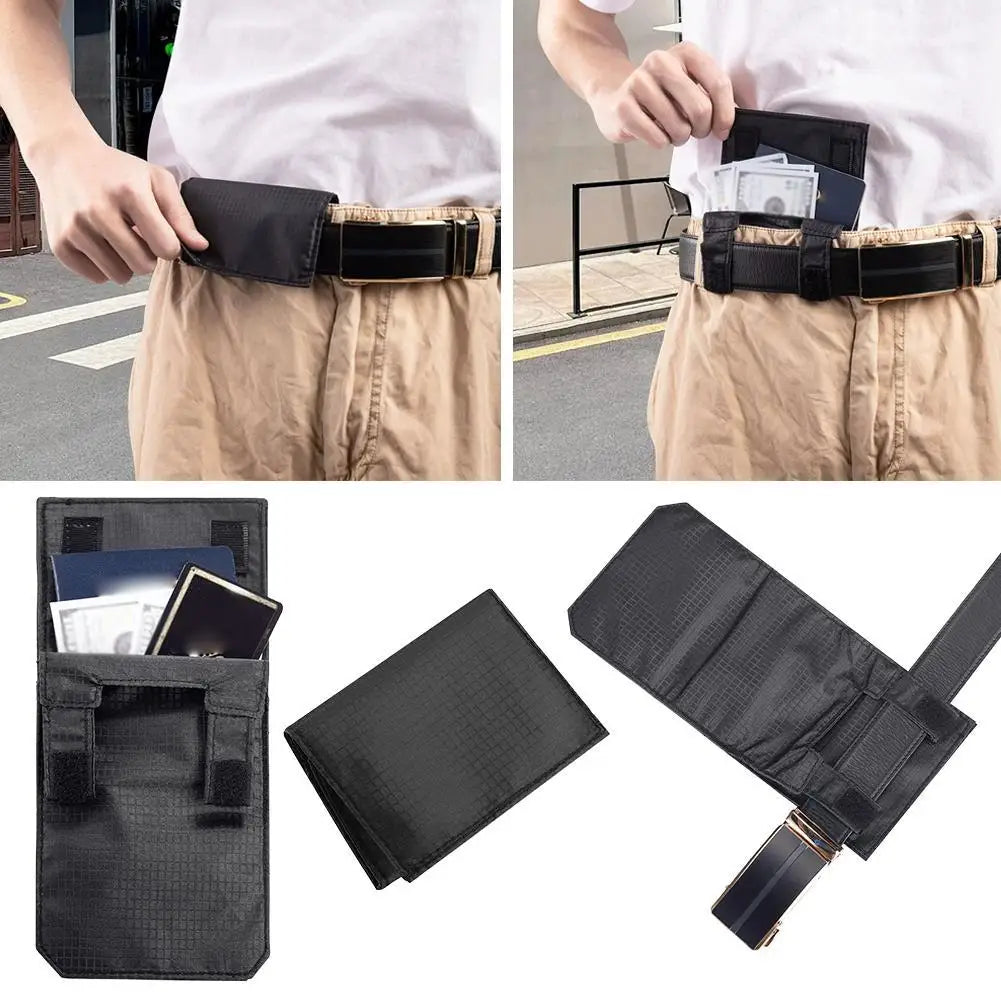 Slim Anti Theft Hidden Waist Pouch Portable Travel Money Belt Wallet Under Clothes Secure Storage For Cash ID Cards Passport