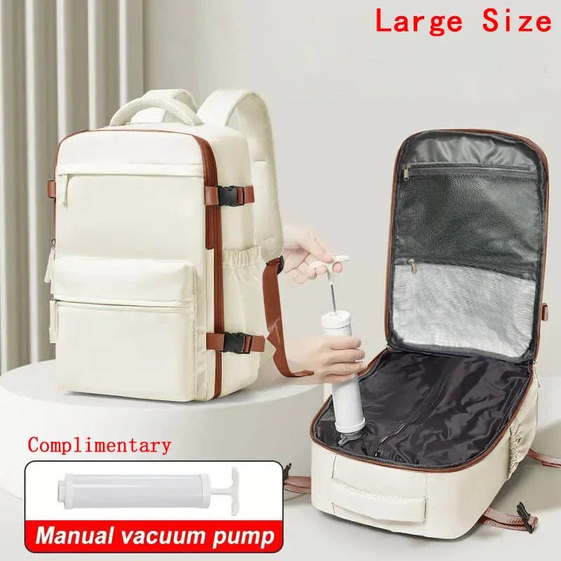 Travel Backpack with Vacuum Compression 15.6in Laptop Business Backpack Clothing Storage Bag Expandable Travel Luggage Backpack