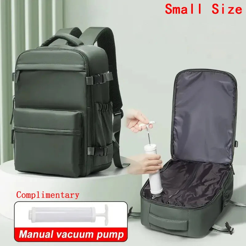 Travel Backpack with Vacuum Compression 15.6in Laptop Business Backpack Clothing Storage Bag Expandable Travel Luggage Backpack
