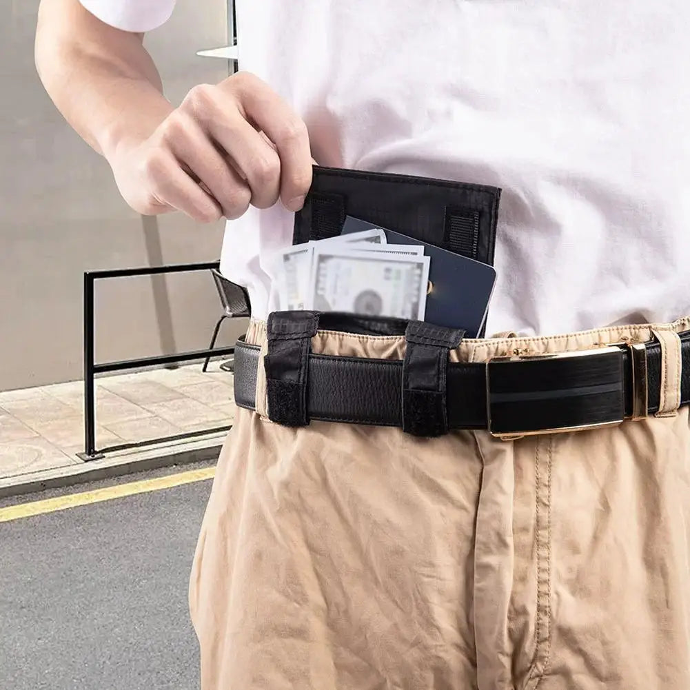 Slim Anti Theft Hidden Waist Pouch Portable Travel Money Belt Wallet Under Clothes Secure Storage For Cash ID Cards Passport