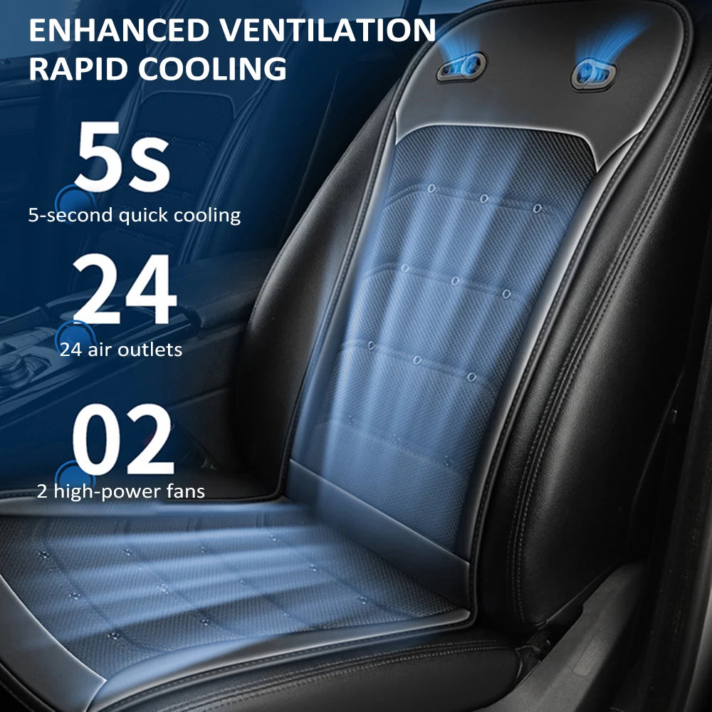 Cooling Car Seat Cushion, 12V/24V Front Seat Cooled Seat Cover with Intelligent Fans Summer Breathable Ventilated Seat Cushion