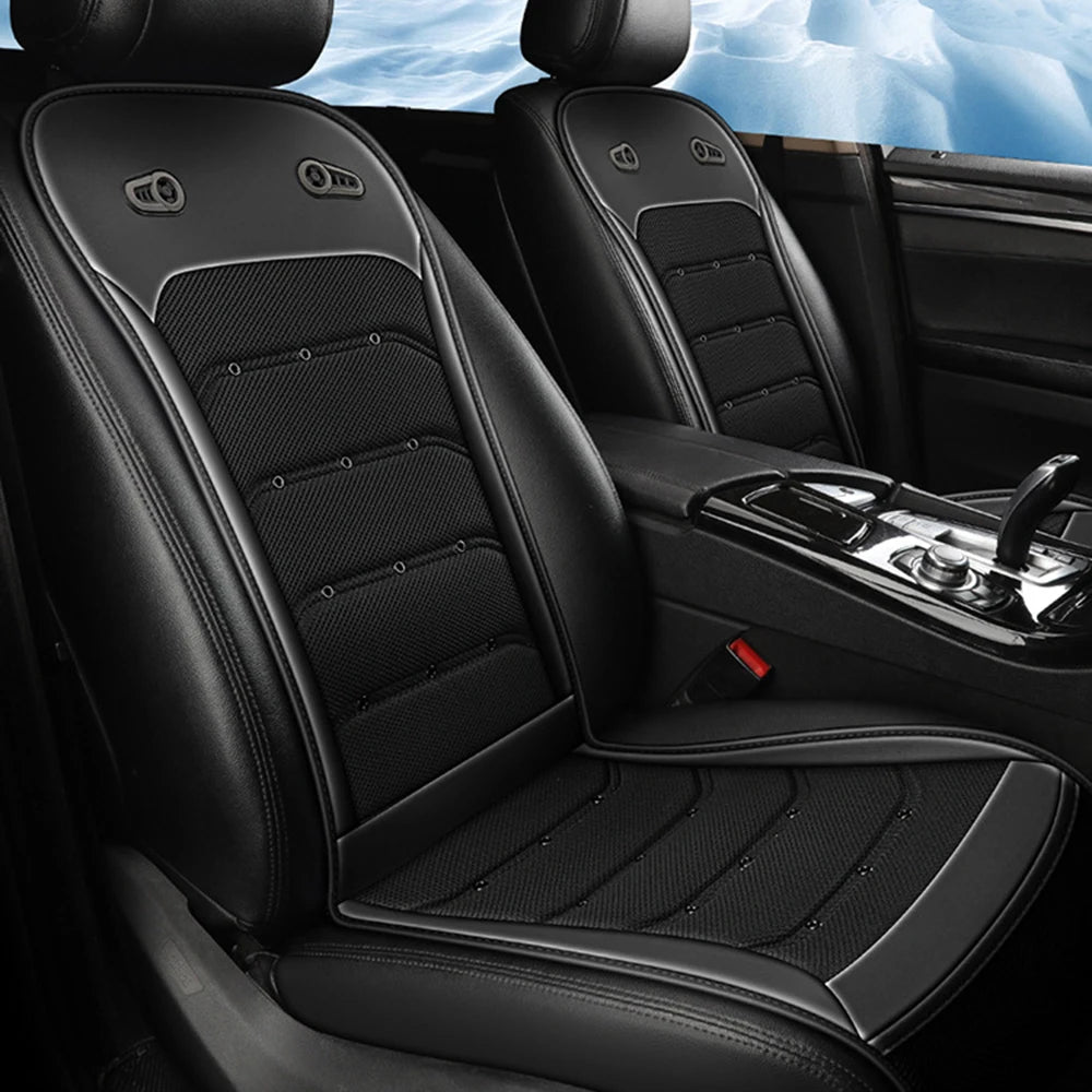 Cooling Car Seat Cushion, 12V/24V Front Seat Cooled Seat Cover with Intelligent Fans Summer Breathable Ventilated Seat Cushion