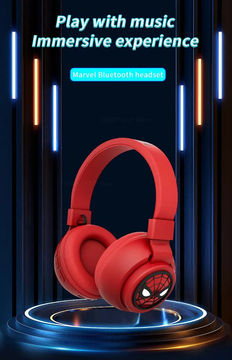 Cartoon Headphones Spider-Man Series Wireless Earphones Bluetooth Foldable HIFI Sound Bluetooth Headsets for Kids Anime Cartoon