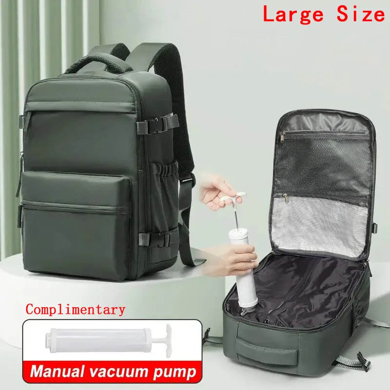 Travel Backpack with Vacuum Compression 15.6in Laptop Business Backpack Clothing Storage Bag Expandable Travel Luggage Backpack