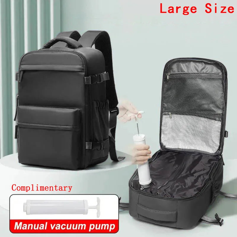 Travel Backpack with Vacuum Compression 15.6in Laptop Business Backpack Clothing Storage Bag Expandable Travel Luggage Backpack
