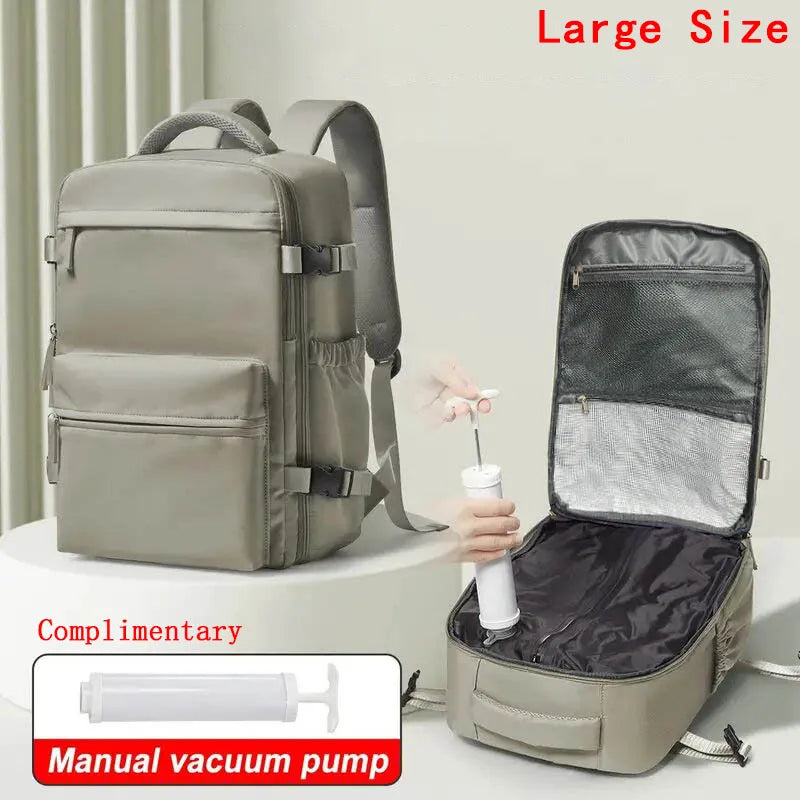 Travel Backpack with Vacuum Compression 15.6in Laptop Business Backpack Clothing Storage Bag Expandable Travel Luggage Backpack