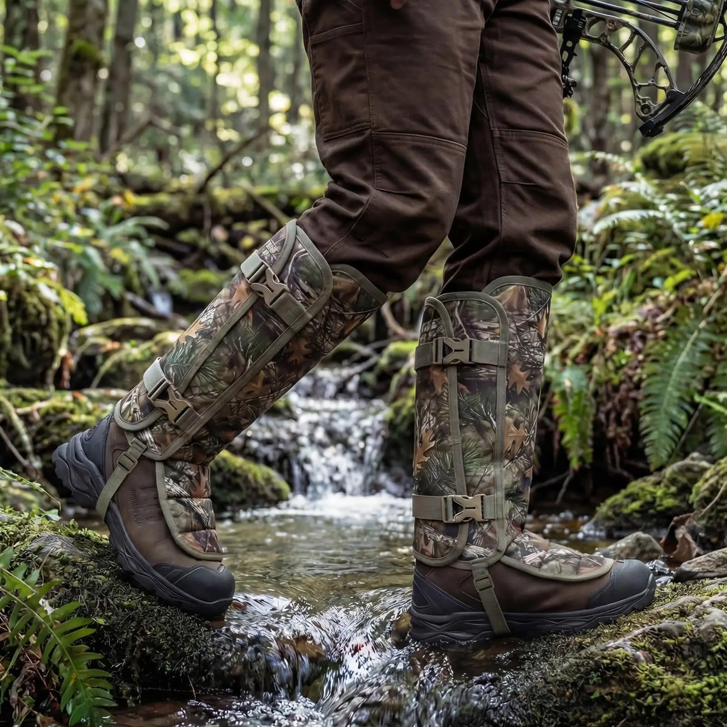 Snake Gaiters Waterproof Leg Guards with 12 PE Boards Adjustable Buckles Camo Armor for Hunting Hiking Trekking Snake Bite Proof