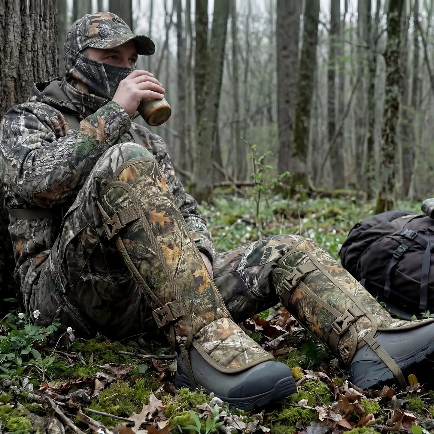 Snake Gaiters Waterproof Leg Guards with 12 PE Boards Adjustable Buckles Camo Armor for Hunting Hiking Trekking Snake Bite Proof