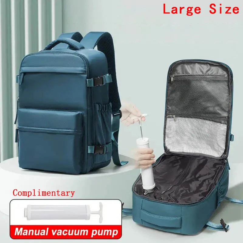 Travel Backpack with Vacuum Compression 15.6in Laptop Business Backpack Clothing Storage Bag Expandable Travel Luggage Backpack