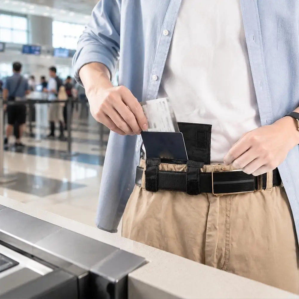 Slim Anti Theft Hidden Waist Pouch Portable Travel Money Belt Wallet Under Clothes Secure Storage For Cash ID Cards Passport